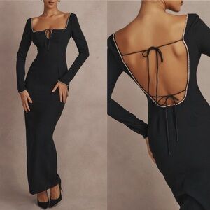 House of CB 'Rosa' Black Crystal Embellished Maxi dress NWOT SIZE M